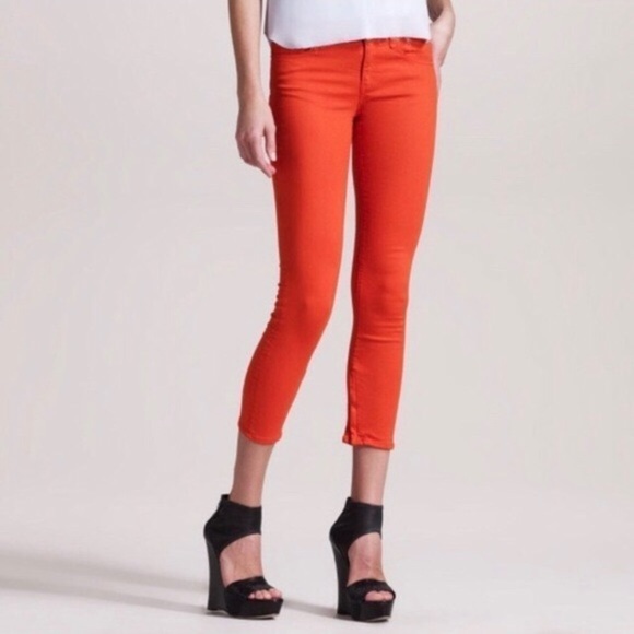 Rag & Bone Zipper Capri Crop Jeans Sz 27 Orange - Picture 2 of 10